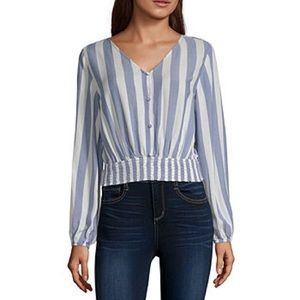 Arizona Womens Long Sleeve Slim Fit Button Juniors